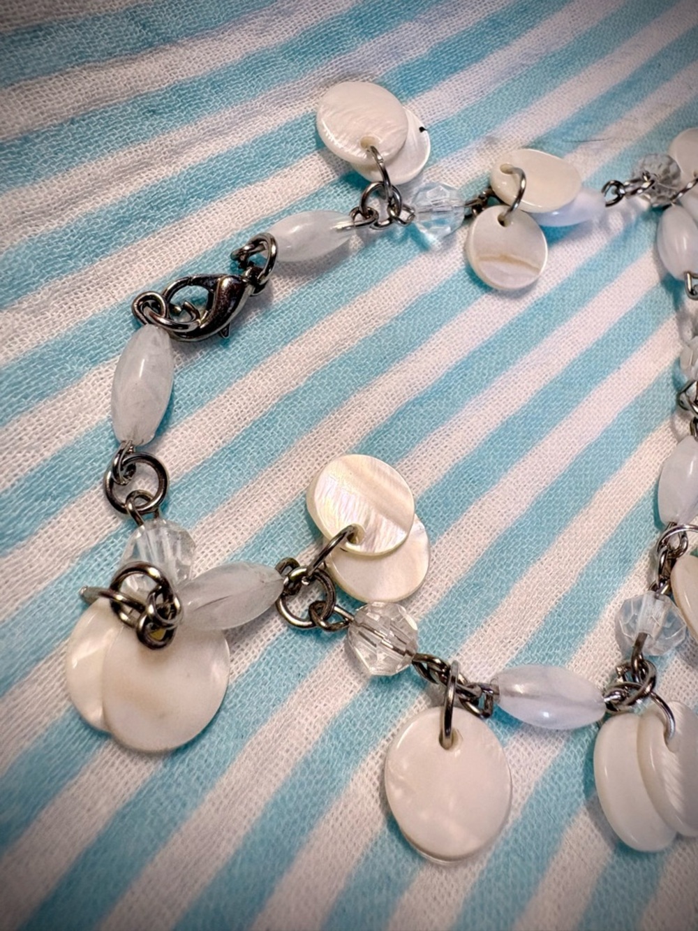 Delicate White Shell and Bead Bracelet